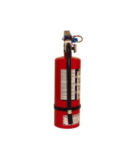 Portable fire extinguisher with powder, 5 lbs, type ABC, ULC 3A-10BC, with wall hook.