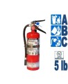 Portable fire extinguisher with powder, 5 lbs, type ABC, ULC 3A-40BC, with vehicle hook.