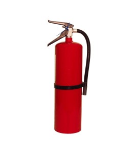 Portable fire extinguisher with powder, 10 lbs type ABC, ULC 6A 80 BC, with wall hook.