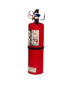 Portable fire extinguisher with powder, 10 lbs type ABC, ULC 6A 80 BC, with wall hook.