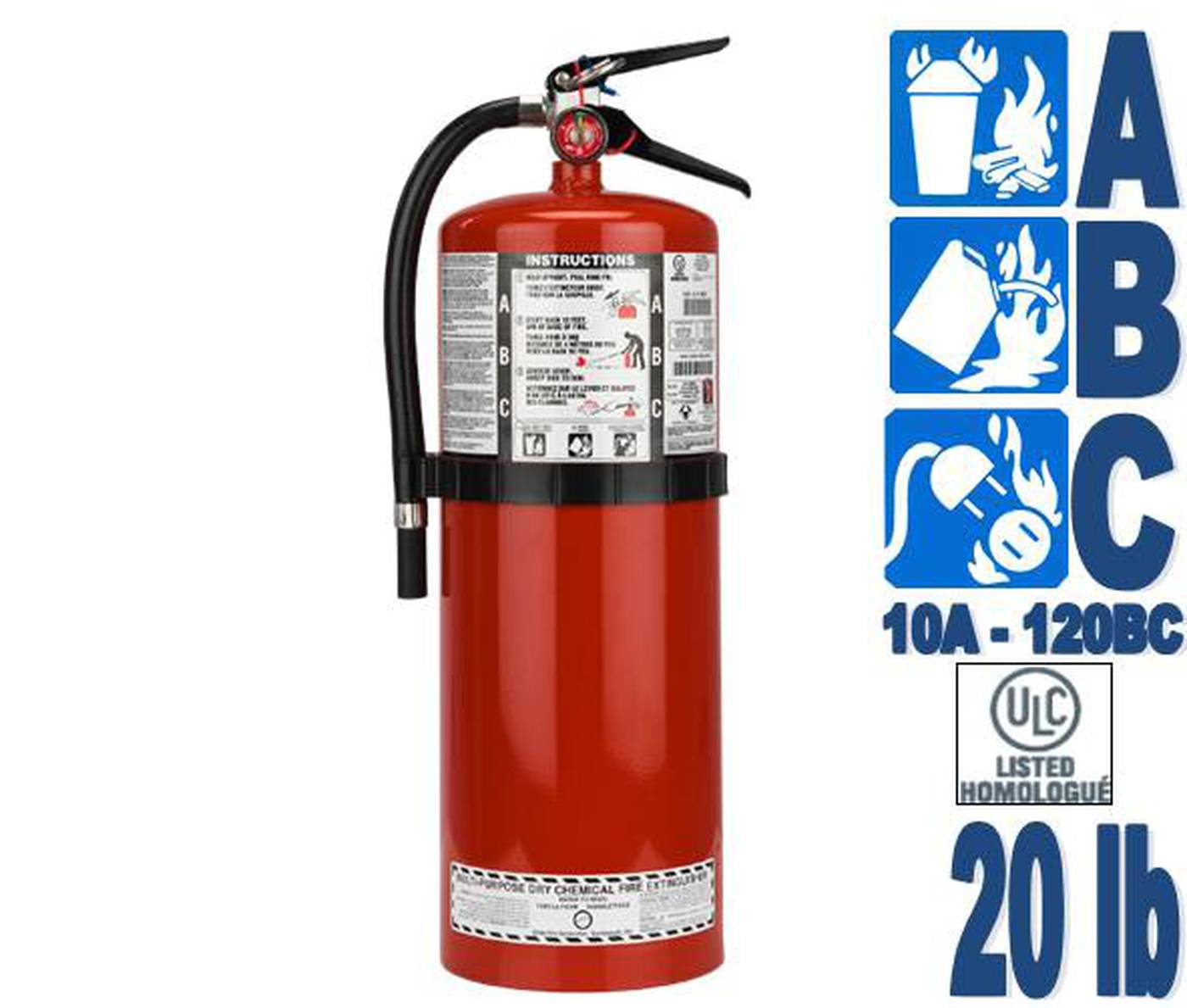 Fire extinguisher 20 lbs type ABC, ULC 