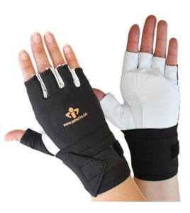 Cowhide & nylon Impacto AirGloves half finger workglove with wrist support for abrasion & impact protection. Sold individually.