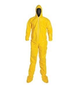 TYCHEM 2000 disposable yellow coverall with hood and boot covers, sold individually