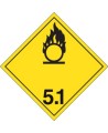 Oxidizers class 5.1, placard, 10-3/4 in X 10-3/4 in. Use in the transportation of hazardous materials.