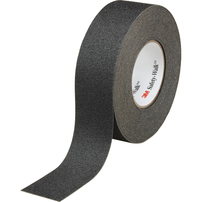 Black non-slip adhesive warning tape for low-traffic areas, 1 inche x 60 feet.