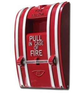 Manual fire alarm pull station, classic wall-mounted model with single-stage activation.