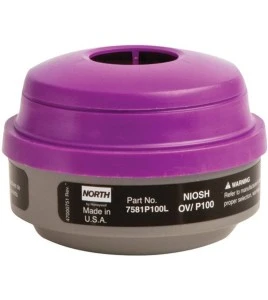 North approved organic vapours combined cartridge for half & full facepiece respirators series 5400, 7600 & 7700. Sold in pairs.