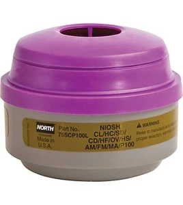 North NIOSH approved P100 filter and multigas for half and full facepiece respirators series 5400, 7600 & 7700