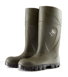 Bekina StepliteX waterproof green polyurethane boots with steel toe caps and steel soles, CSA Z195 compliant.