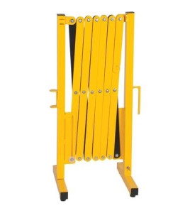 Barrière de sécurité extensible, 10 pieds (3 m), en aluminium peint en jaune.