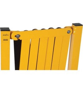 Barrière de sécurité extensible, 10 pieds (3 m), en aluminium peint en jaune.