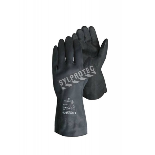 Gants Chemstop® de néoprène noir d’une longueur de 12 po et d’une épaisseur de 30 mils.