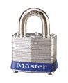 Regular padlock 1 ½ in (38 mm) wide laminated steel body with case hardened steel shackle. Size: 1 9/16 in wide.