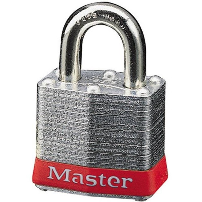 Regular padlock 1 9/16 in (40 mm) wide laminated steel body with case hardened steel shackle. 