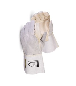 Gants de soudure en cuir, 11 po de long avec pouce palmé & trépointes. Vendu à la paire.