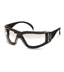 Cee Tec protective eyewear, clear polycarbonate lenses with foam seal, meets CSA for impact protection.