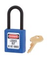 MasterLock 406 dielectric lock made of black Zenex thermoplastic, with one key.