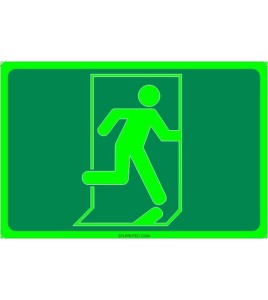 Photo luminescent pictogram sign running man without arrow in various sizes shapes materials 