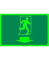 Photo luminescent pictogram sign running man with down arrow in various sizes shapes materials 