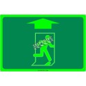 Photo luminescent pictogram sign running man with up arrow in various sizes shapes materials 