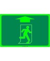 Photo luminescent pictogram sign running man with up arrow in various sizes shapes materials 