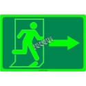 Photo luminescent pictogram sign running man with right arrow in various sizes shapes materials 