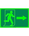 Photo luminescent pictogram sign running man with right arrow in various sizes shapes materials 