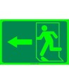 Photo luminescent pictogram sign running man with left arrow in various sizes shapes materials 