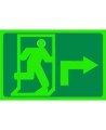 Photo luminescent pictogram sign running man with 90 degree right arrow in various sizes shapes materials 