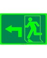 Photo luminescent pictogram sign running man with 90 degree left arrow in various sizes shapes materials 