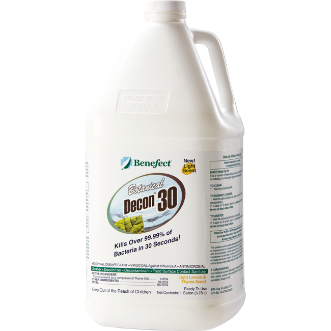 Decon 30 disinfectant with thyme oil effective against mold, bacteria viruses 1 gal US bottle