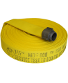 Permatek yellow fire hose with double jacket, 2.5 in x 50 ft, with aluminium coupling.