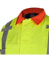 Winter High-visibility coat for roadwork flaggers, compliant with new Transports Québec regulation. 