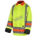 Winter High-visibility coat for roadwork flaggers, compliant with new Transports Québec regulation. 