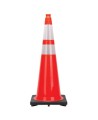 Orange traffic cone whit 2 collar, 36 in. long made from 100% PVC.