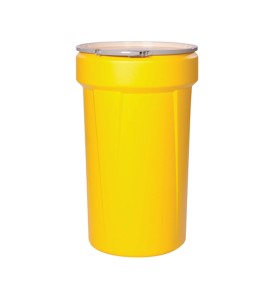 Large universal spill kit for non-corrosive fluids, 55 US gallons, overpacked in drum with screw lid.