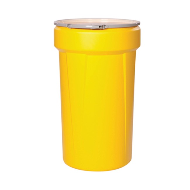 Large oil-only spill kit for oil-based fluids, 55 US gallons, overpacked in drum with screw lid.