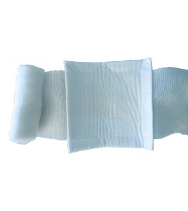 Sterile compress bandage, 4 x 4 in, sold individually.