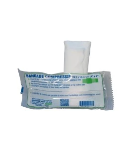 Sterile compress bandage, 4 x 4 in, sold individually.