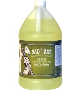 MMR heavy duty mold stain remover with sodium hypochlorite for mold stain removal. 1 gal US bottle.