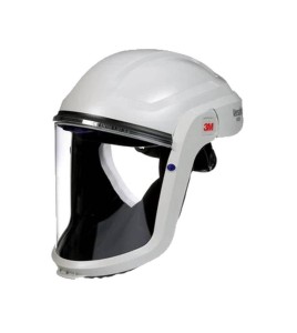 3M facepiece with basic hard hat for respiratory protection system in factories where hard hats are not required.