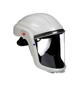 3M facepiece with basic hard hat for respiratory protection system in factories where hard hats are not required.