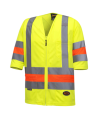 High-visibility shirt for roadwork flaggers, compliant with new Transports Québec regulation. 