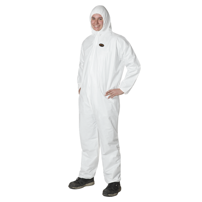 White disposable antistatic coveralls, unit