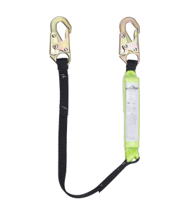 Peakworks polyester web lanyard with an energy absorber and 2 standard carabiners, 1 in.