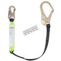 Peakworks polyester web lanyard with a Shock Pack energy absorber and a rebar hook, 200-350 lb