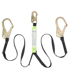 Peakworks Y-lanyard with an energy absorbing inner core and a strong polyester webbing, 200-350 lb.