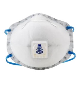 Masque P95 de 3M modèle 8576 avec soupape Cool Flow™ contre particules huileuses & gaz acides. Vendu par boite de 10 unités.