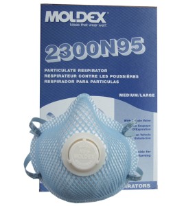 Moldex N95 respirator with valve for protection from liquid, solid & non-oil based particles. Sold per box, 10 units/box.