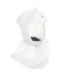 3M white polypropylene S-series spare hooded facepiece compatible with RS950 head harness for respiratory protection. One size.